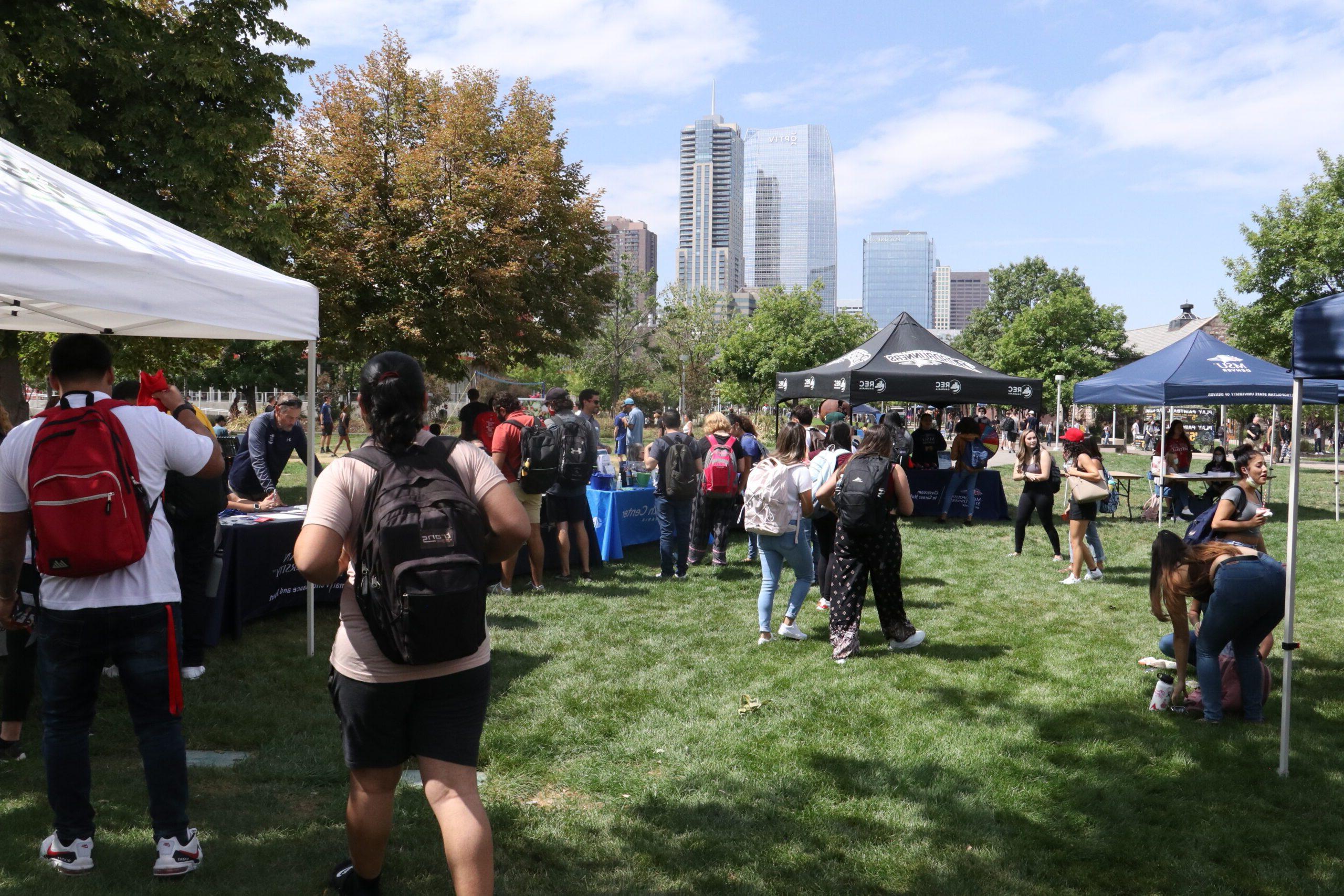 photo of Rec Fest 2022 showing students tents and tables